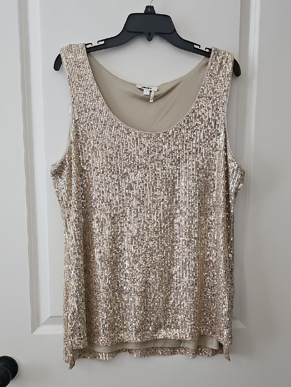 DKNY Gold Sequin Tank Top